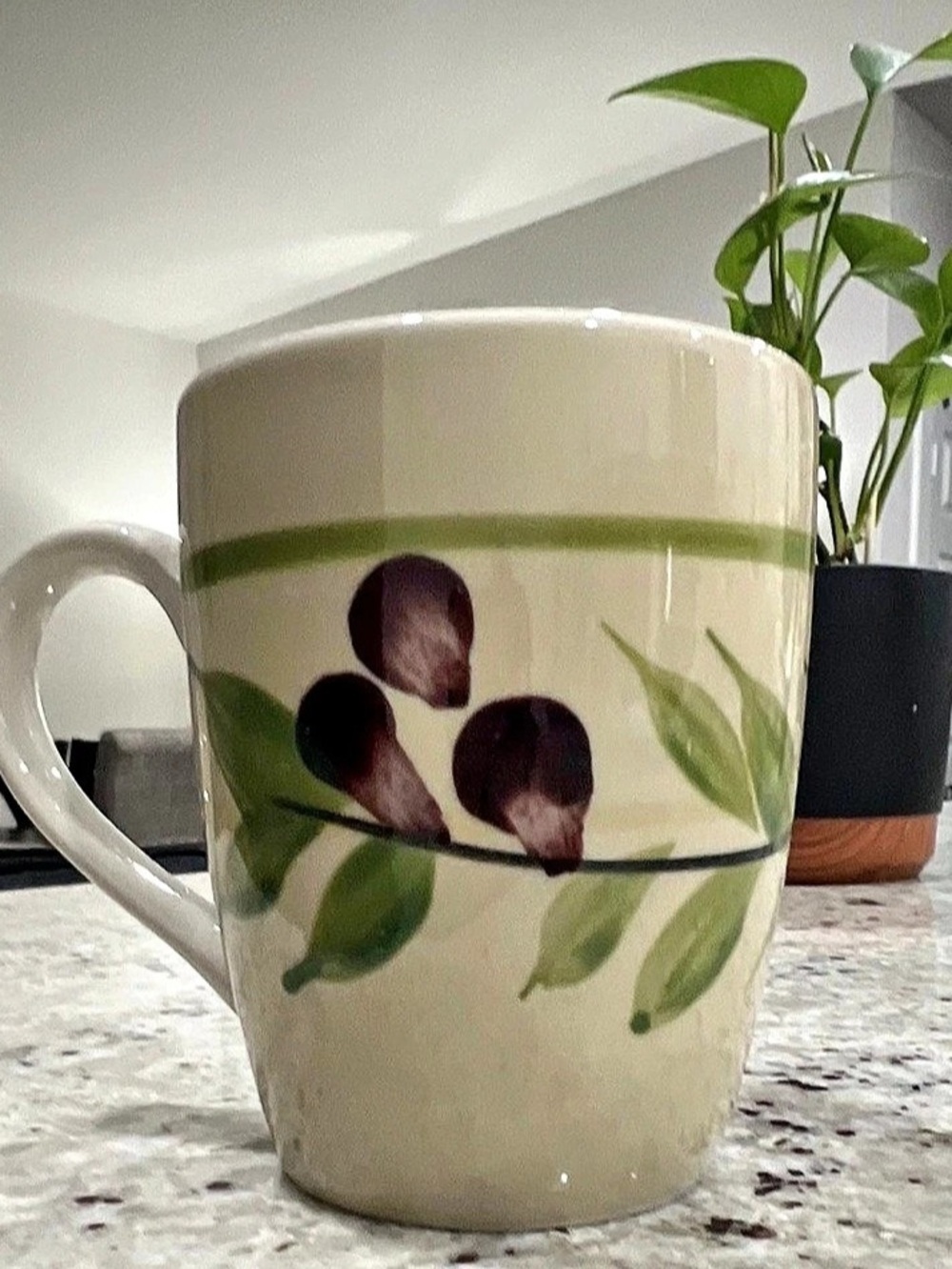 Vintage Royal Norfolk Olive Branch Coffee Mug Cream & Green